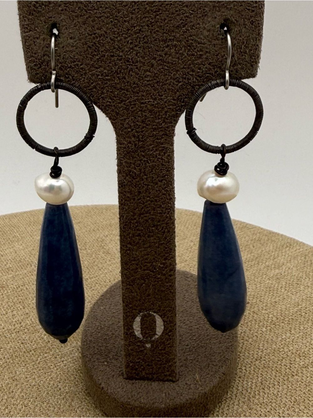 Handcrafted sodalite Teardrop & Pearl Drop Earrings - Women Jewelry